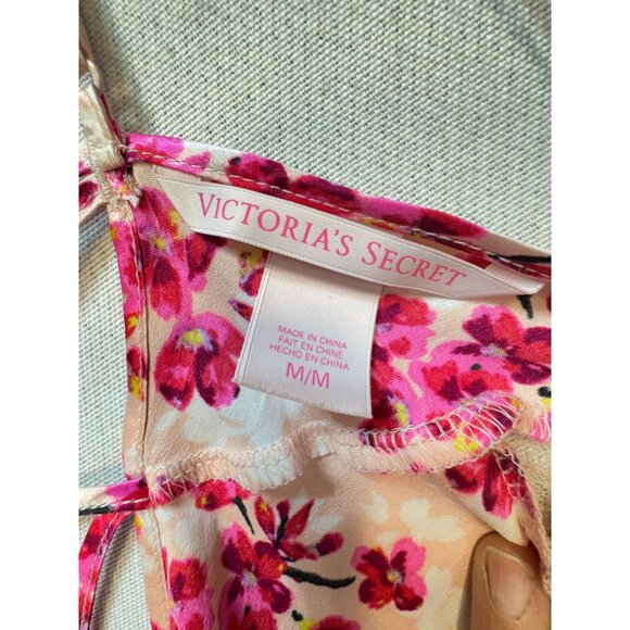 Victoria's Secret Women's Satin Slip Nightie Criss Cross Back Sz M Multi Blossom - Picture 3 of 14